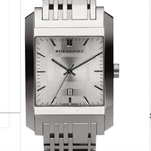 NWOT: Burberry Square Check Men's Watch Model BU1567 Stainless Steel